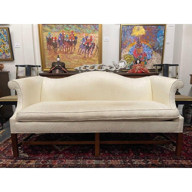 20th Century Chippendale Style Camelback Sofa with a Single Seat Cushion Chairish