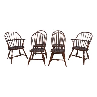 Set of 6 Frederick Duckloe Loop Back Windsor Dining Room Chairs For Sale