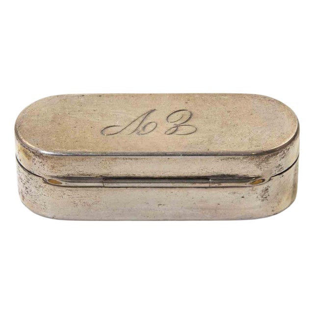 Sterling Silver Oval Hinged Box, 1950s For Sale