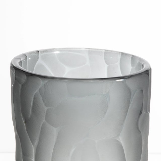 Glass Hand Blown Murano Moon Vase in Grey Large For Sale - Image 7 of 8