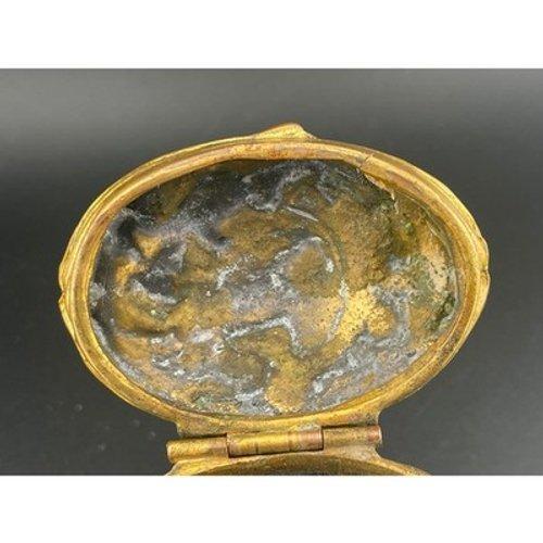 Antique Brass Cherub Jewelry Casket Footed Trinket Box Art Nouveau Figural Putti For Sale - Image 12 of 18