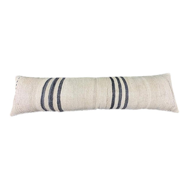 Turkish Hemp Pillow Cushion Natural Beige Black Cushion Cover 12x46 For Sale