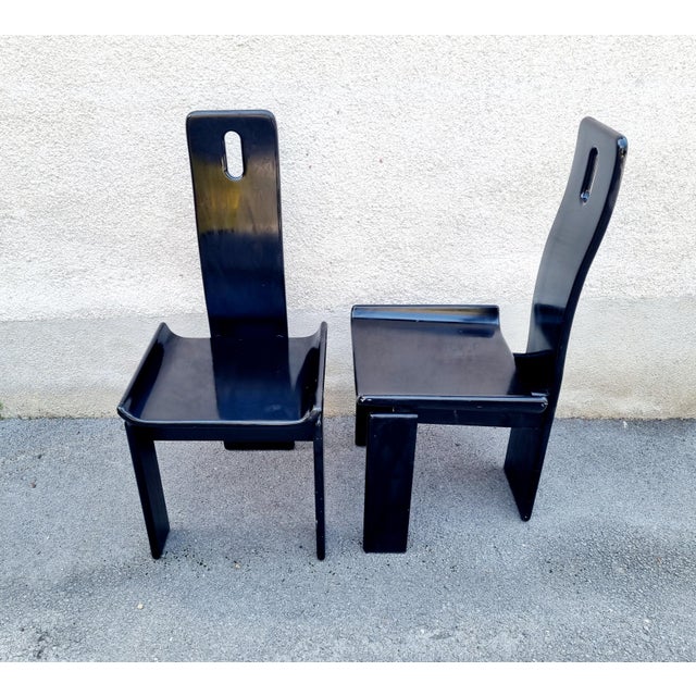 Black Modern Diago Chairs by Edoardo Landi for Nikol, 1970s, Set of 2 For Sale - Image 8 of 12