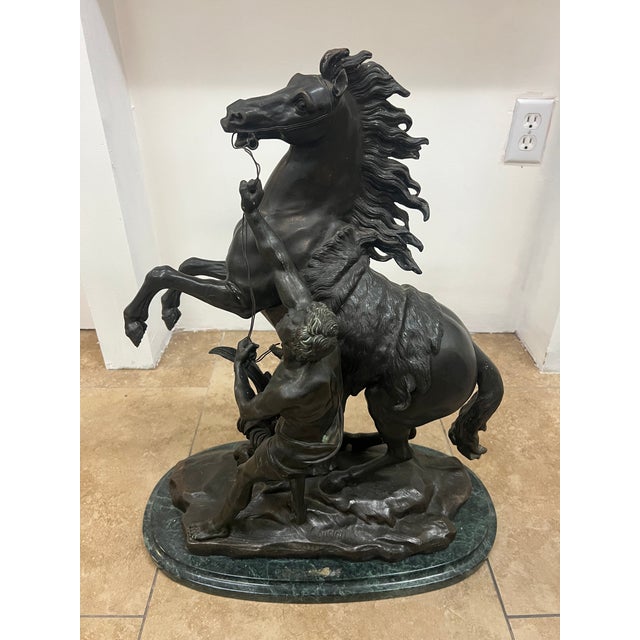 1990s Bronze Sculpture "Horses of Marly" by Guillaume Coustou For Sale - Image 4 of 4