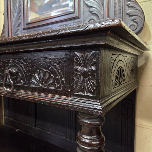Late 19th Century Carved Oak Victorian Hall Table With Mirror Back For Sale - Image 9 of 18