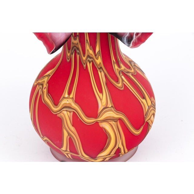 Essie Zareh Signed Baijan Art Glass Jack in Pulpit Vase 17.75" Red Gold Mint For Sale - Image 4 of 7