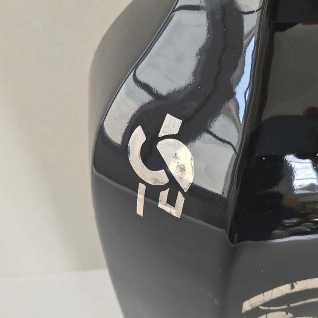 Art Deco Table Lamp in Black and Silver Ceramic, 1920s-1930s For Sale - Image 4 of 14