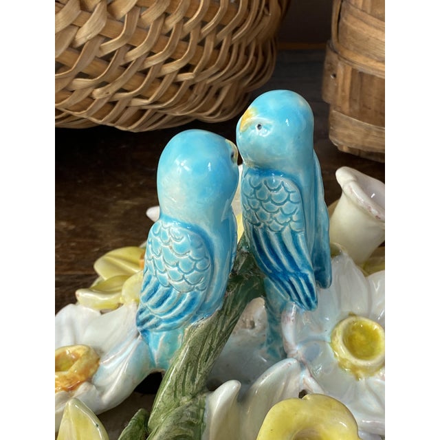 Earthenware Centerpiece and Two Candlesticks, 1950s, Set of 3 For Sale - Image 3 of 18