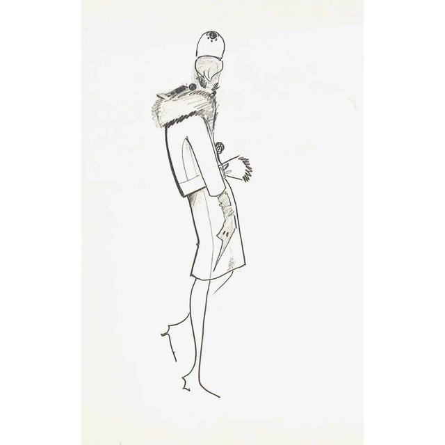 This is a set of 2 original fashion drawings by the famed French haute couturier, Michel Goma, purchased by us in Paris....