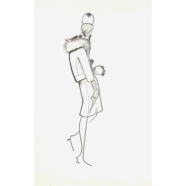 This is a set of 2 original fashion drawings by the famed French haute couturier, Michel Goma, purchased by us in Paris....