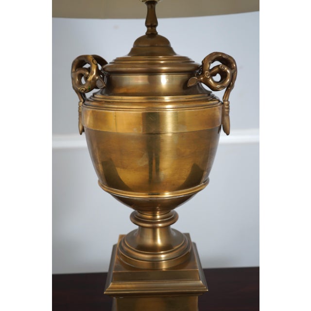 Metal Heavy Solid Brass Urn Large Table Lamp For Sale - Image 7 of 12