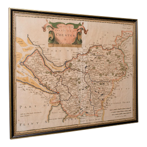 Antique County Map, Cheshire, English, Framed Cartography, Robert Morden, 18th.C