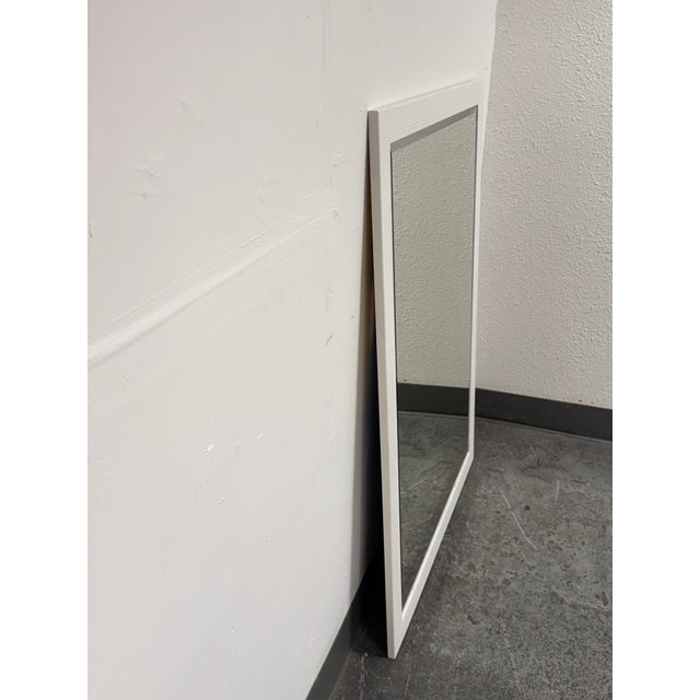 White Contemporary White Dotted-Trim Rectangular Wall Mirror For Sale - Image 8 of 12