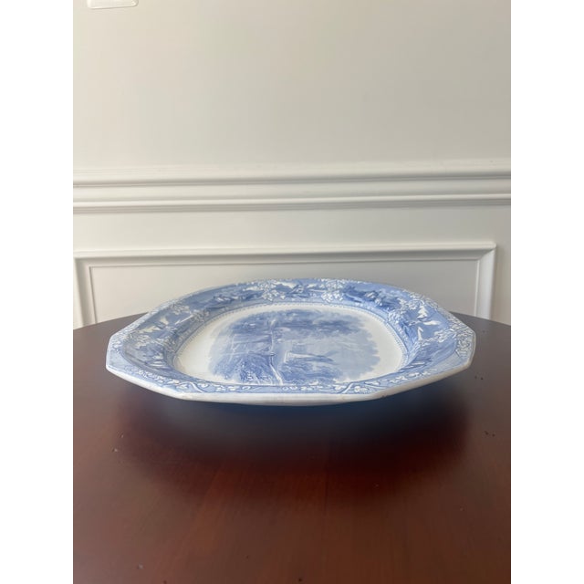Early 20th Century Early 20th Century Blue and White English Ironstone Serving Platter For Sale - Image 5 of 12
