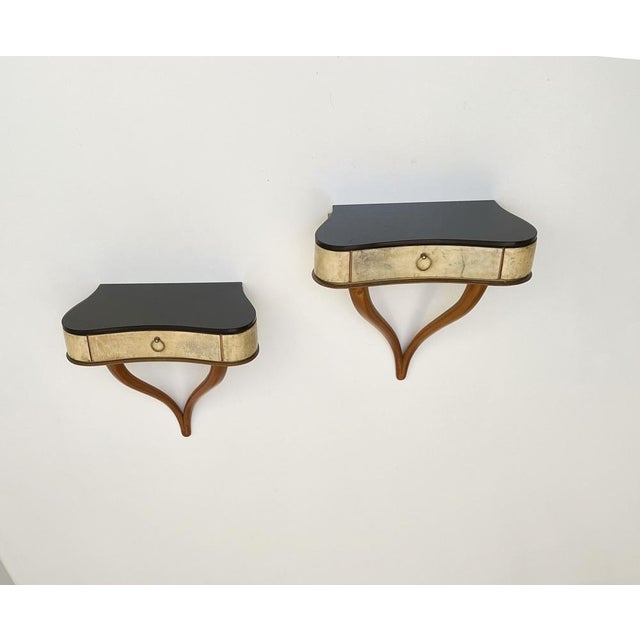 Mid-Century Modern Vintage Wall Consoles, 1950s, Set of 2 For Sale - Image 3 of 6