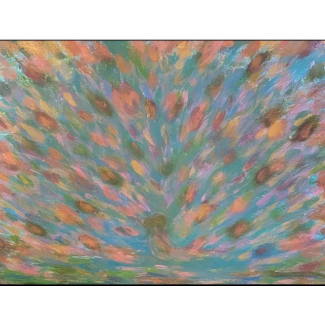 2010s Vintage Rustic Framed Original Abstract Peacock Painting For Sale - Image 5 of 8