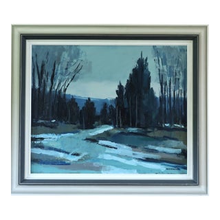 Mid-Century Modern 'Twilight Path' Vintage Swedish Expressive Landscape Oil Painting, Framed For Sale