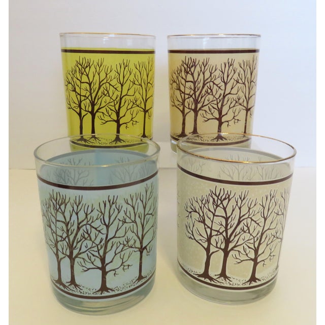 70s Houze Seasons Trees Thermochromic Drinking Cocktail Rocks Glasses Set 4 Fantastic vintge condition. No damage, flea...