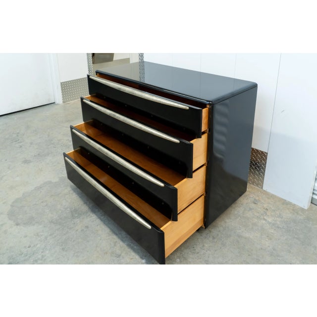 Contemporary Heywood Wakefield Dresser in Black With Silver Leaf For Sale - Image 3 of 18