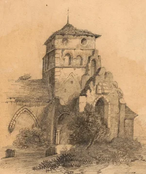 Circa 1834 "St Nicolas Church, Shoreham-By-Sea" Original Graphite Drawing Signed, Dated