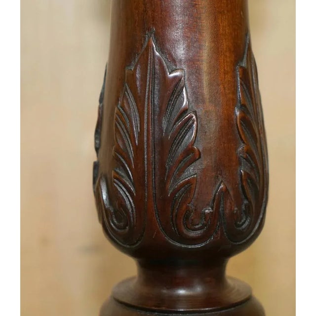 Antique Hand Carved Corinthian Pillar Jardiniere Stand For Sale - Image 4 of 10