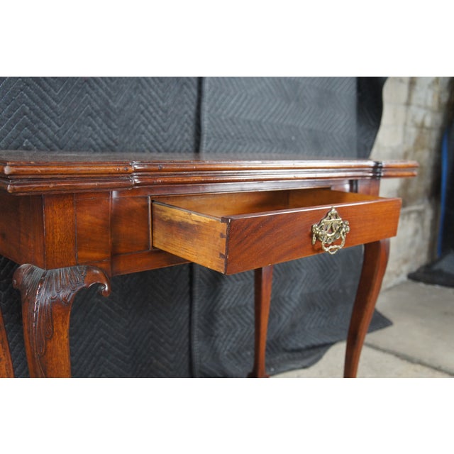 Antique George II Style Chippendale Mahogany Flip Top Claw Foot Card Game Table For Sale - Image 11 of 17