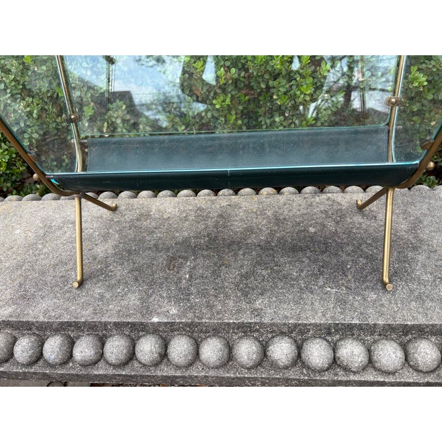Metal Italian Modern Brass and Glass Magazine Holder For Sale - Image 7 of 12