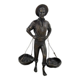 1960s "El Cenachero" – Authentic Signed Bronze Sculpture by Jaime Pimentel For Sale