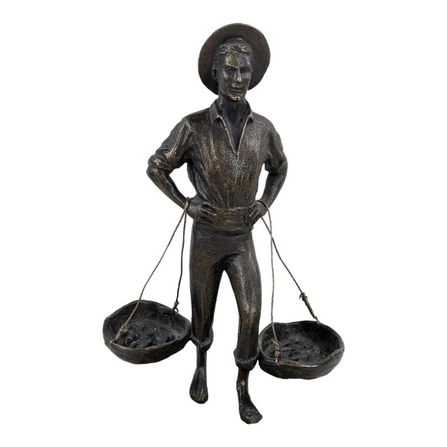 1960s "El Cenachero" – Authentic Signed Bronze Sculpture by Jaime Pimentel For Sale