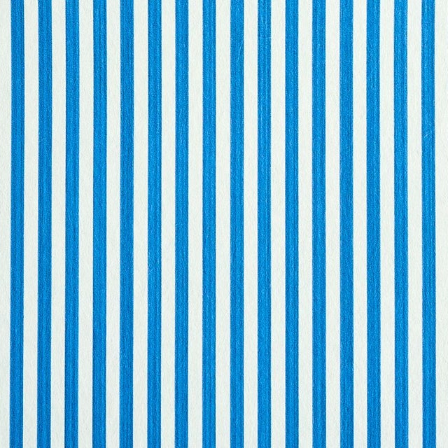 Schumacher Edwin Stripe Narrow Wallpaper in Cobalt For Sale