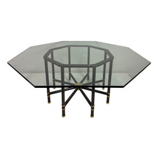 Octagonal Dining Table in Gun Metal and Brass by Karl Springer, 1980s For Sale