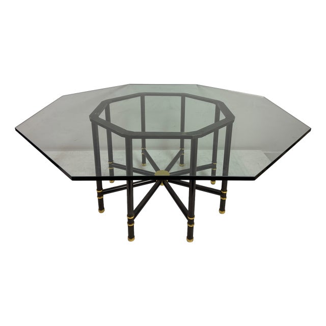 Octagonal Dining Table in Gun Metal and Brass by Karl Springer, 1980s For Sale