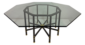 Octagonal Dining Table in Gun Metal and Brass by Karl Springer, 1980s