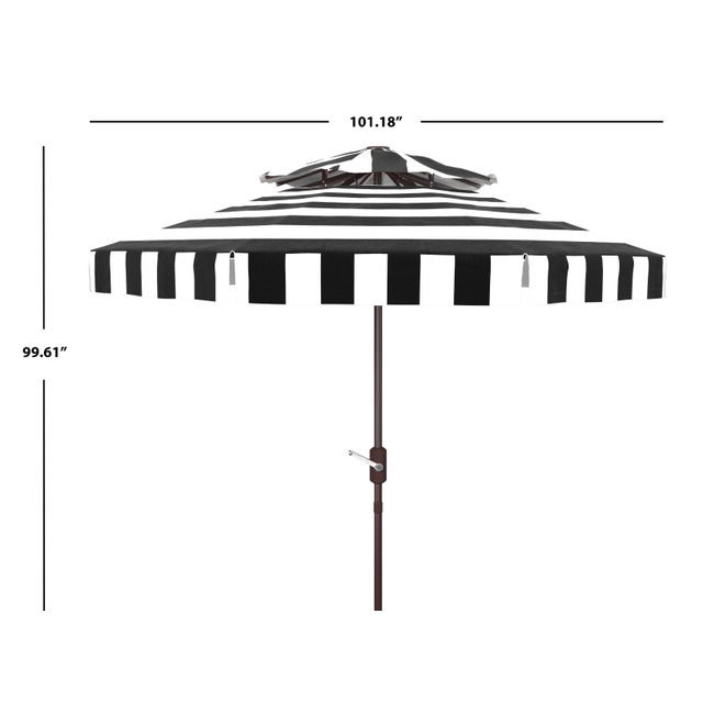 Modern Elsa Fashion Line 9Ft Double Top Umbrella, Black & White For Sale - Image 3 of 6