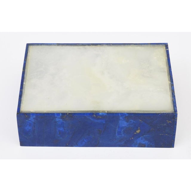 Mid Century Modern Lapis Lazuli, Silver Inlay and Quartz Stone Box, 1950's For Sale - Image 11 of 13