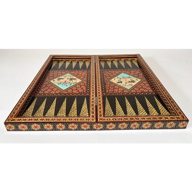 Persian Khatamkari Backgammon and Chess Box For Sale - Image 10 of 18