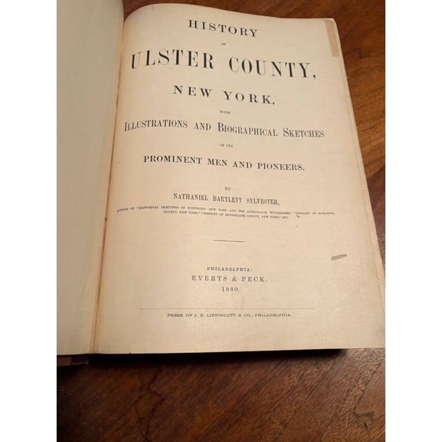 Antique Hardcover Book Titled “History of Ulster County, New York” With Leather Binding, Published 1880 For Sale - Image 4 of 6