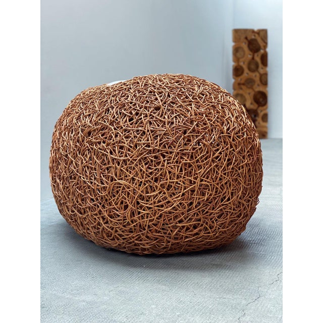 Brown Rattan Wicker Wooven Egg Nest Lounge Chair, Switzerland, 1990s For Sale - Image 8 of 10