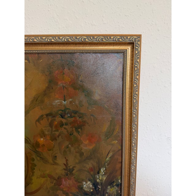 Victorian Victorian Style Interior Oil Painting Elegant Lady in Pink Gown, Framed For Sale - Image 3 of 8