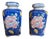 Vintage Chinoiserie Blue and Pink Floral Ceramic Jars- A Pair For Sale