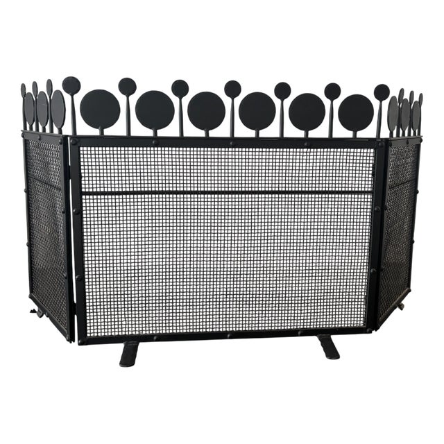 Fire Screen in Black Lacquered Metal by Bertil Vallien for Boda, 1960 For Sale