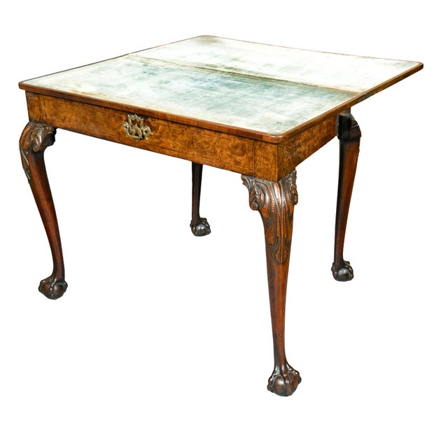 George II Walnut Concertina Action Games Table For Sale - Image 9 of 14
