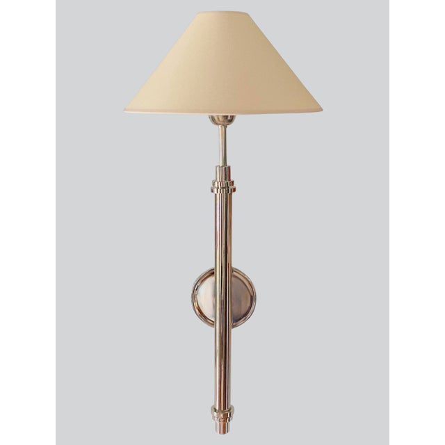 Art Deco J. Randall Powers for Visual Comfort Signature Hargett Sconce in Polished Nickel Sp2504 Pn-Np For Sale - Image 3 of 18