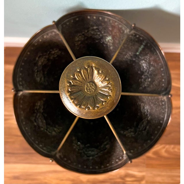 Mid-Century Modern Vintage Copper and Brass Umbrella Stand For Sale - Image 3 of 10