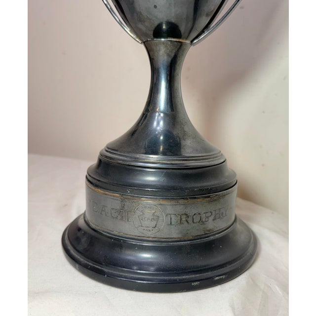Large Antique 1926 Silverplate Oberlin High School Baseball Reach Trophy Award For Sale - Image 4 of 14