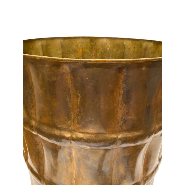 Brass Large Tarnished-Brass Jardiniere With Handles For Sale - Image 8 of 13