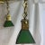 Antique Tungstolier 4 Light Brass Chandelier Mission Arts Craft Green Slag Glass For Sale - Image 9 of 11
