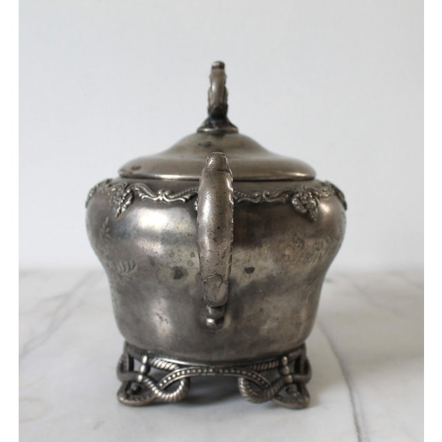 Victorian Antique Victorian Quadruple-Plate Footed Lidded Sugar Bowl For Sale - Image 3 of 12