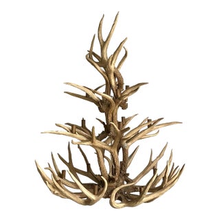 Vintage Boho Monumental Antler Chandelier For Sale