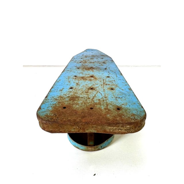 Metal 1940's Industrial Folding Ironing Board, Blue Painted Steel For Sale - Image 7 of 14